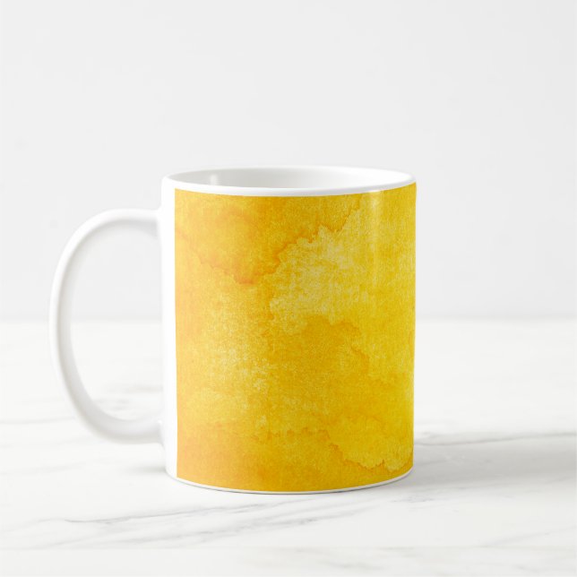 Orange abstract watercolor macro texture backgroun coffee mug (Left)