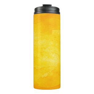 Orange abstract watercolor macro texture backgroun thermal tumbler