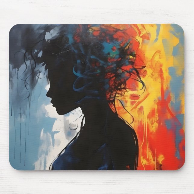 Orange Abstract Woman Mouse Pad (Front)
