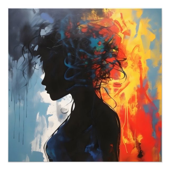 Orange Abstract Woman Photo Print (Front)