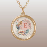 Orange add initial floral gold plated necklace<br><div class="desc">Adorn yourself with this charming Zazzle necklace, featuring a delicate floral design. Personalise it with your initial in orange to make it uniquely yours! Perfect for any occasion, this necklace adds a touch of elegance and a pop of colour to your outfit. It’s a beautiful way to celebrate your individuality...</div>