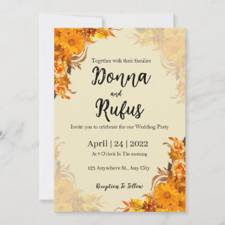 orange aesthetic floral invitation