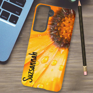 Orange African Daisy Close-Up Floral Photo Samsung Galaxy Case