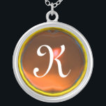 Orange Agate Gem  Monogram Silver Plated Necklace<br><div class="desc">Elegant and unique design  with gemstone. Very accurated nurbs modelling and rendering in 3D Studio Max by Bulgan Lumini .Part from series Hyper Talismans.</div>