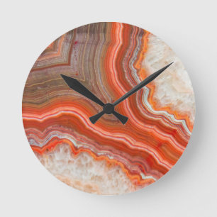 Orange Agate Round Clock