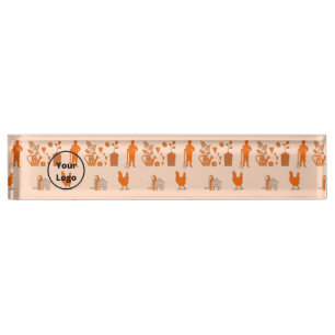 Orange agriculture business pattern nameplate