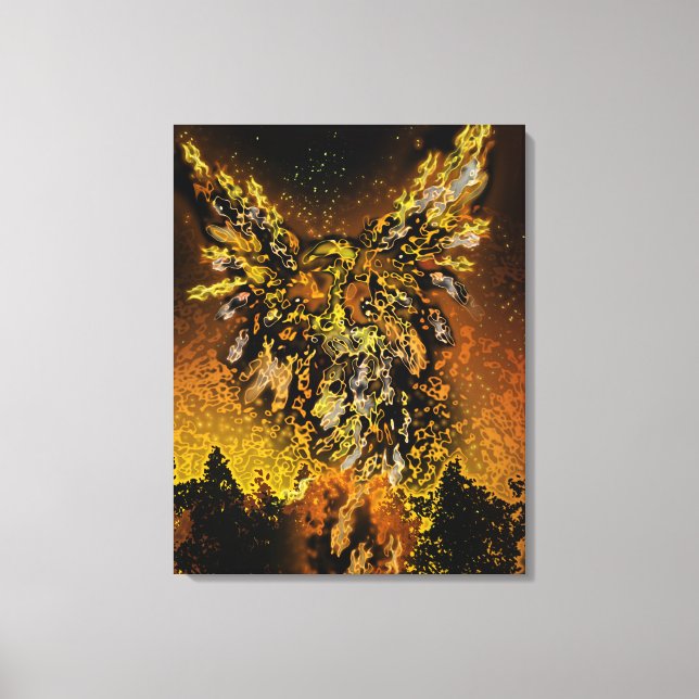Orange  Airbrush Phoenix  Canvas Print (Front)