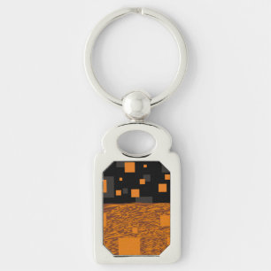 Orange alert float abstract Halloween black box Key Ring