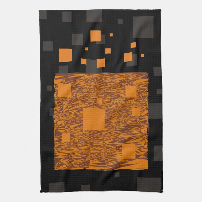 Orange alert float abstract Halloween black box Tea Towel (Vertical)