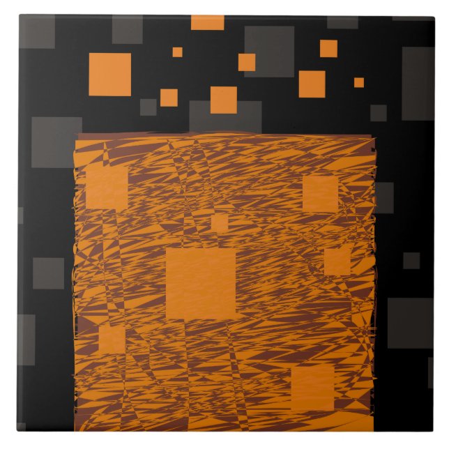 Orange alert float abstract Halloween black box Tile (Front)