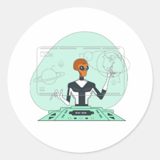 orange alien classic round sticker