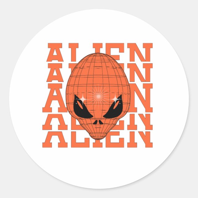 ORANGE ALIEN CLASSIC ROUND STICKER (Front)