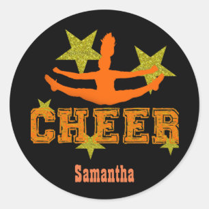 Orange Allstar cheerleader personalised stickers