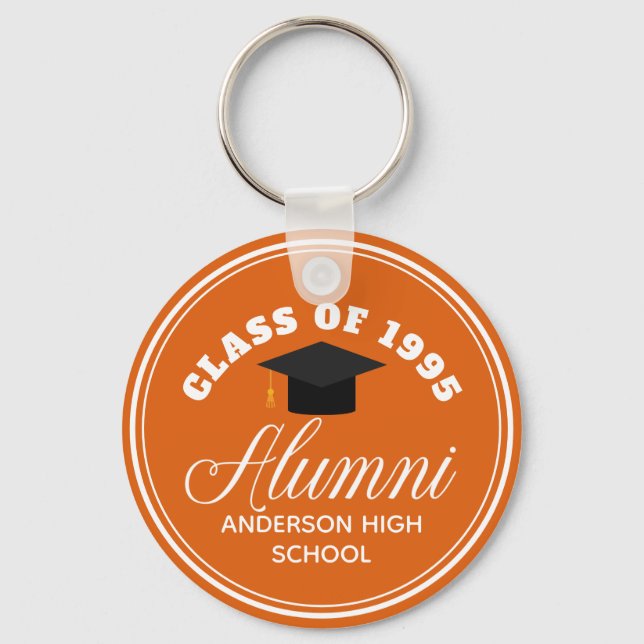 Orange Alumni High School Reunion Personalised Key Ring (Front)