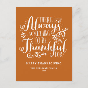 Orange Always Thankful Quote Thanksgiving Holiday Postcard