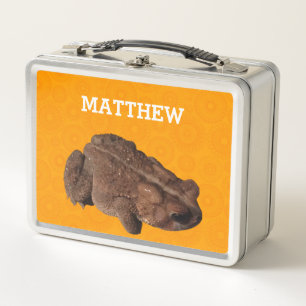 Orange American Toad Photo Personalized Metal Lunch Box