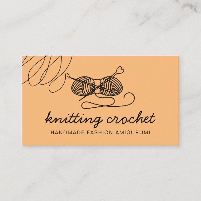 Orange Amigurumi Handmade Yarn Knit Crochet Business Card (Front)