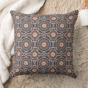 Orange ancient Islamic mandala pattern Cushion