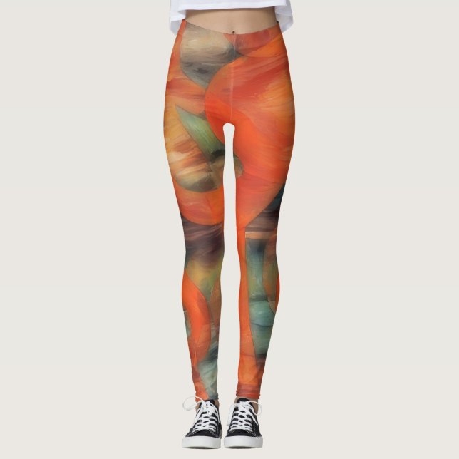 Orange and Amber Artsy Leggings (Front)