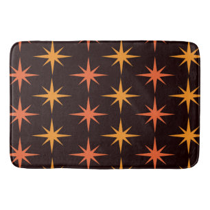 Orange and Amber Mid Century Starbursts  Bath Mat