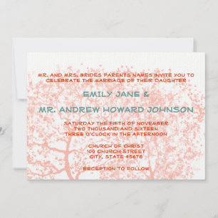 Orange and Aqua Tree Weddings Personalised Invite