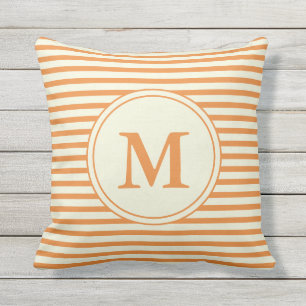 Orange and Beige Monogrammed Cushion