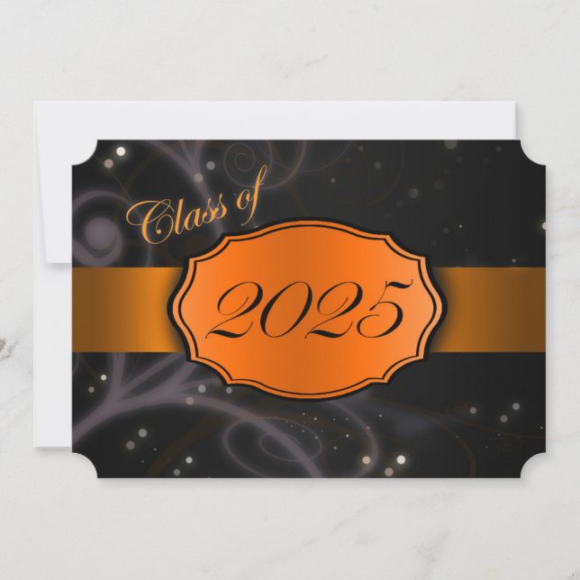 Orange and Black 2025 Graduation Invitation (Front)