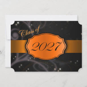Orange and Black 2027 Graduation Invitation