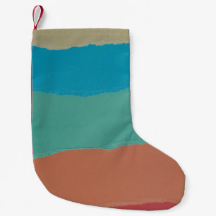 Orange and black abstract painting small christmas stocking