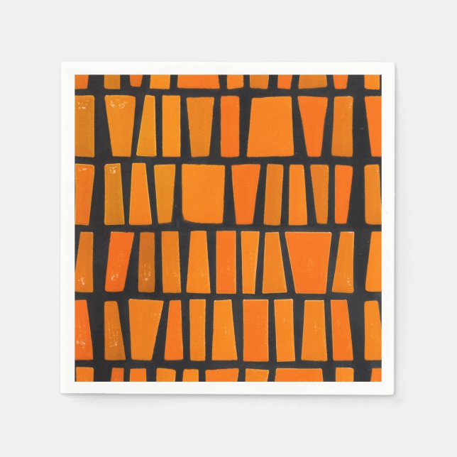 Orange and black african tribal pattern napkin (Front)