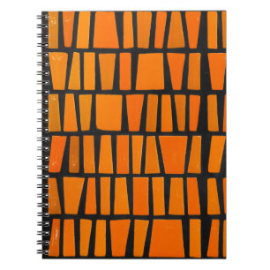 Orange and black african tribal pattern spiral notebook
