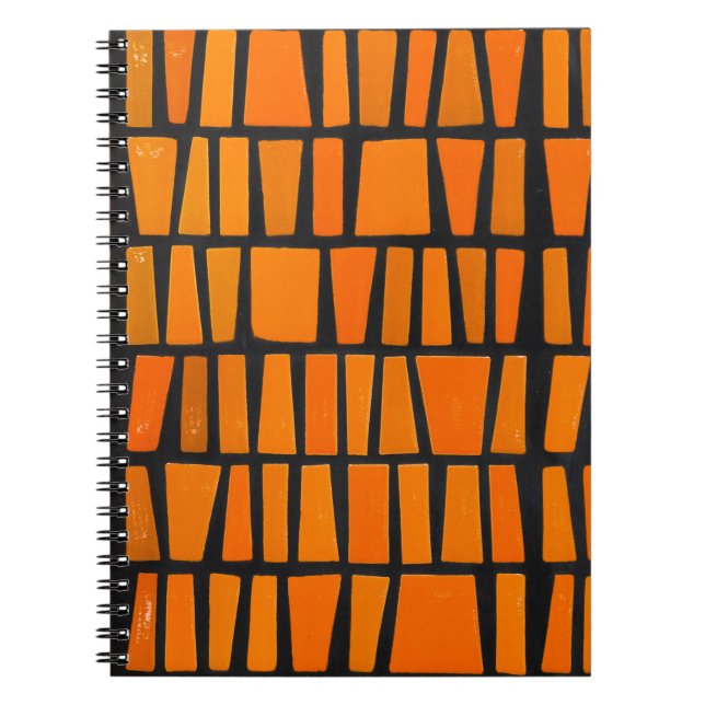 Orange and black african tribal pattern spiral notebook (Front)