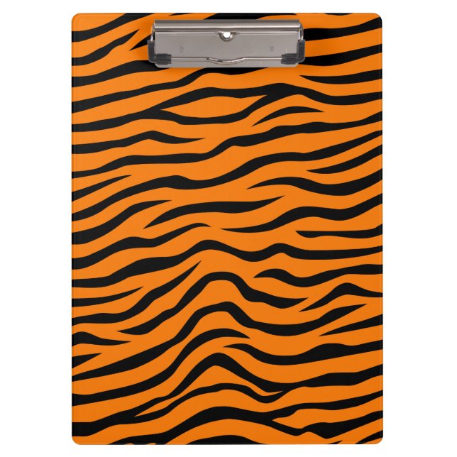 Orange and Black Animal Print Tiger Stripes Clipboard (Front)