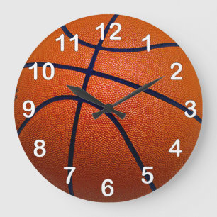 Orange and Black Basketball Large Clock