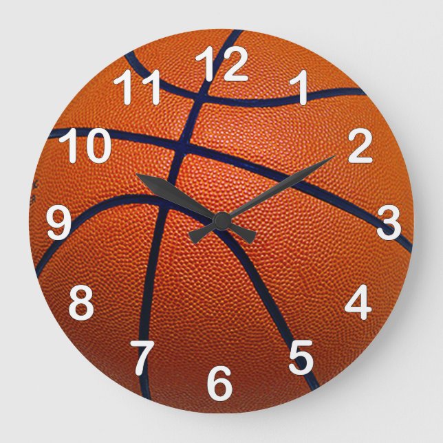 Orange and Black Basketball Large Clock (Front)