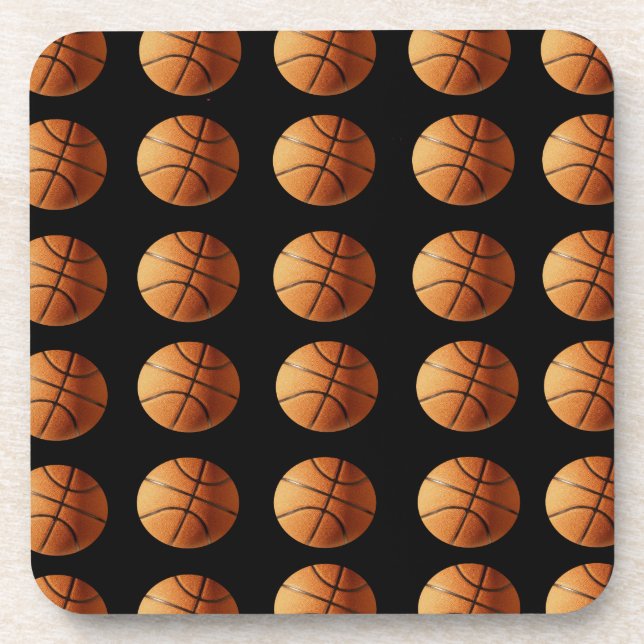 Orange And Black Basketball Pattern, Coaster (Front)