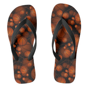 Orange and black basketballs everywhere jandals