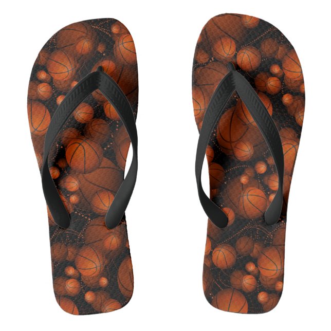 Orange and black basketballs everywhere jandals (Footbed)