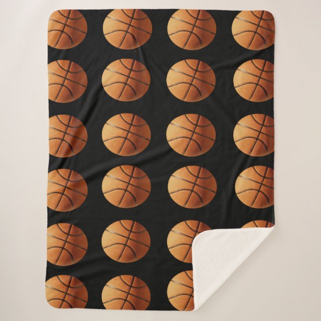 Orange And Black Basketballs Pattern,  Sherpa Blanket (Front)