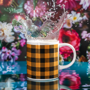Orange and Black Buffalo Check Coffee Mug
