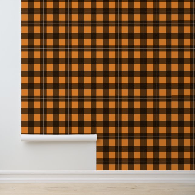 Orange and Black Buffalo Plaid Halloween Wallpaper (Application)