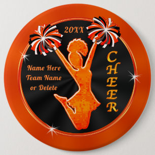Orange and Black Cheap, Cheerleading Party Favours 6 Cm Round Badge