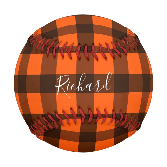 Orange and Black Checker Baseball (Front)