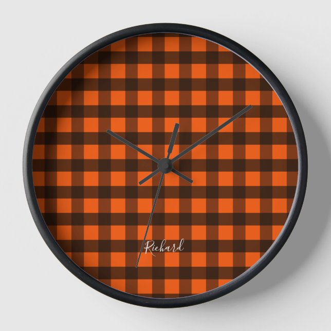 Orange and Black Checker Clock (Front)