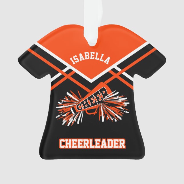 Orange and Black Cheerleader Ornament (Front)