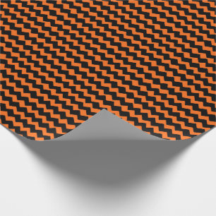 Orange and Black Chevron Stripes Wrapping Paper