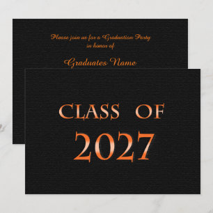 Orange and Black Class of 2027 Graduation Party Invitation
