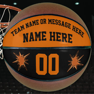 Orange and Black Custom Basketball Full Size, Mini