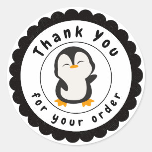 Orange and Black Cute Thank You Circle Sticker