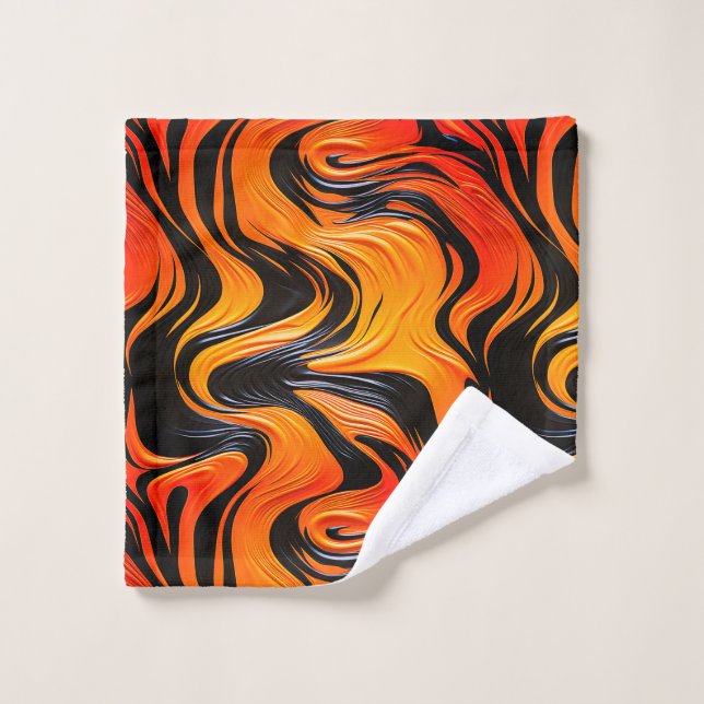 Orange and Black Design Wash Cloth (Wash Cloth)